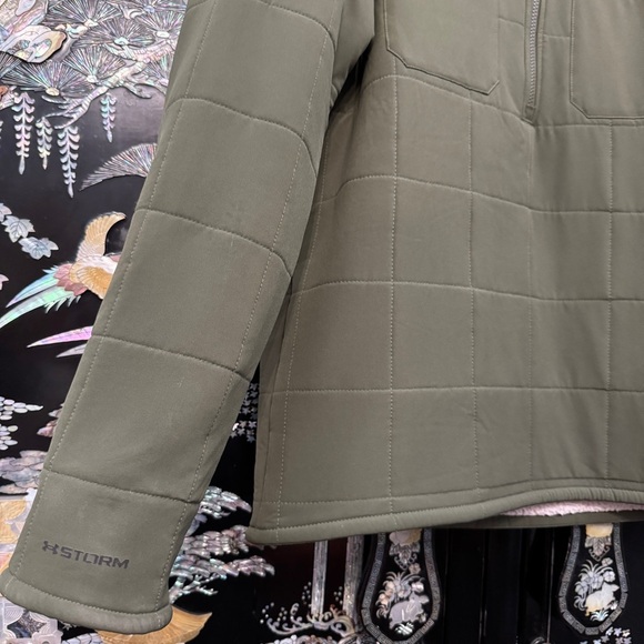 Under Armour Storm ColdGear Green Quilted 1/2 Zip Pullover Sherpa LG - Picture 4 of 7